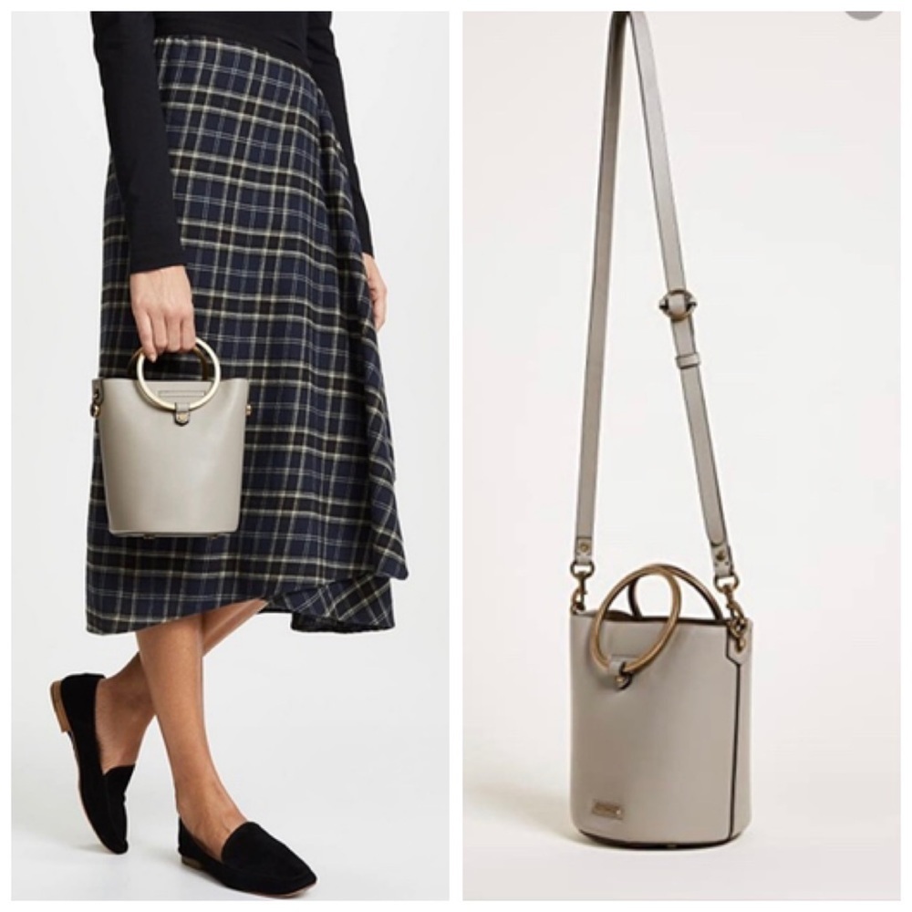 Rebecca Minkoff Bucket Ring Leather Bag Satchel Crossbody Shoulder Handbag Brass